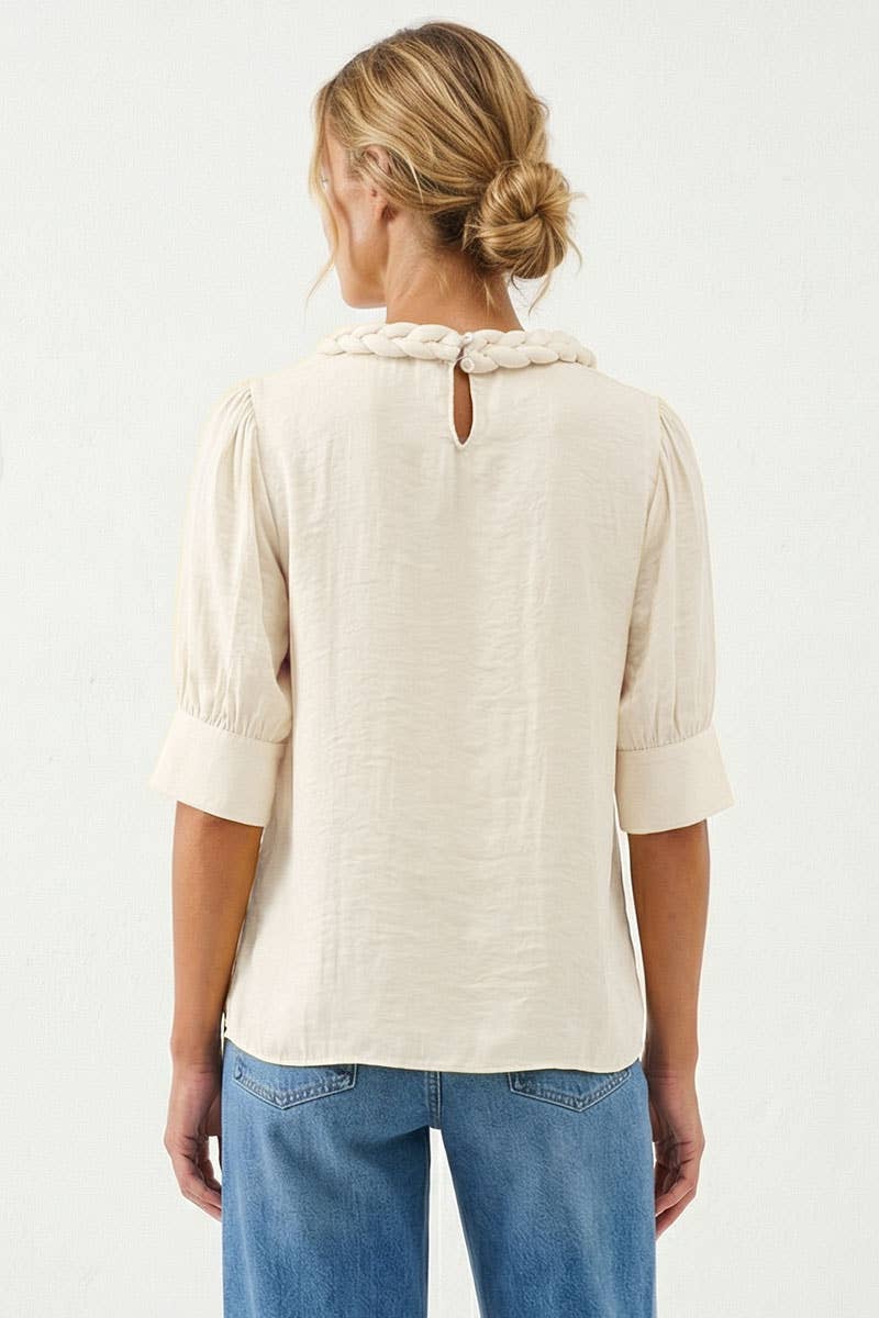 Hillar Half Sleeve Braided Detail Blouse FINAL SALE
