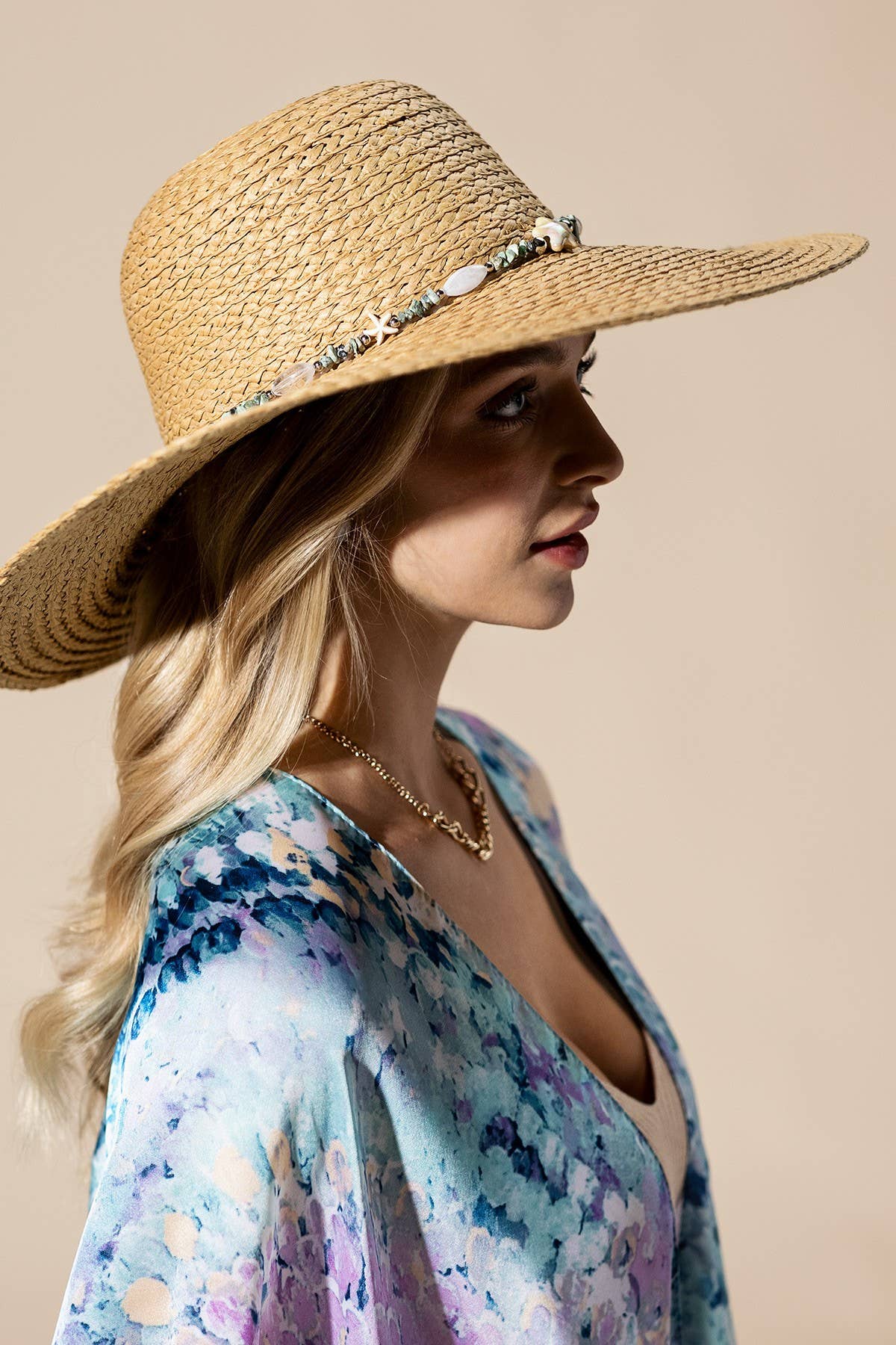 Hex Floppy Hat with Stone and Starfish Band FINAL SALE