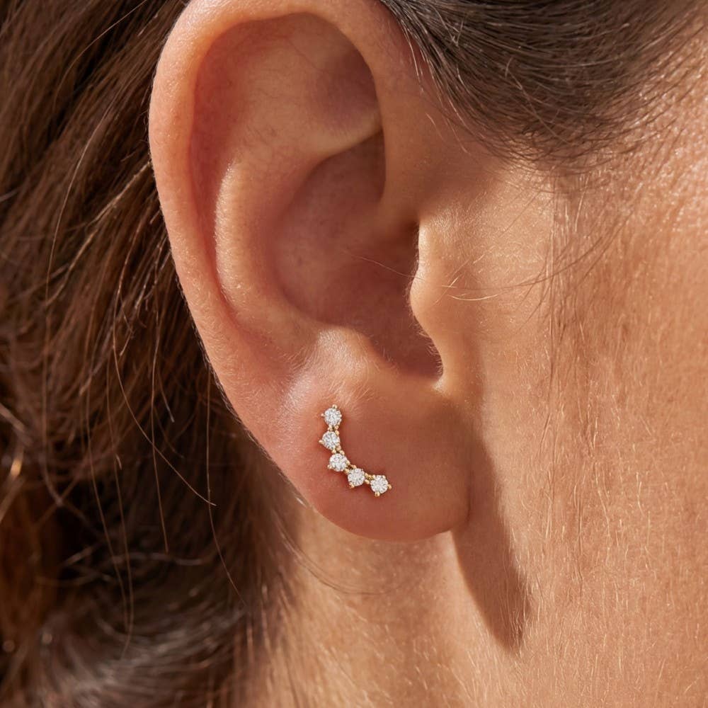Bailor Crystal Arc Ear Crawler Stud Earrings