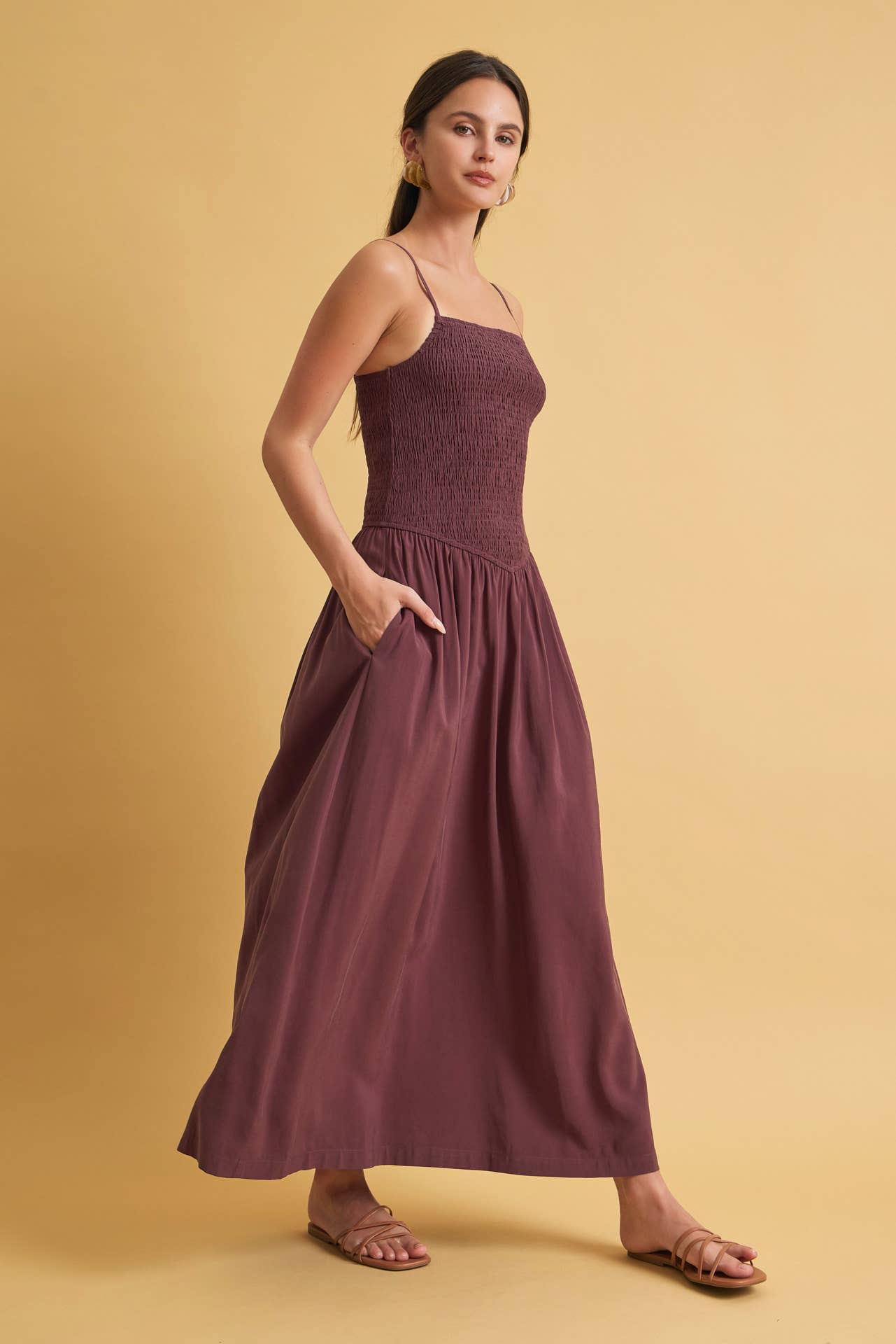 Bayer Dropped Waist Maxi Dress WALNUT / Large