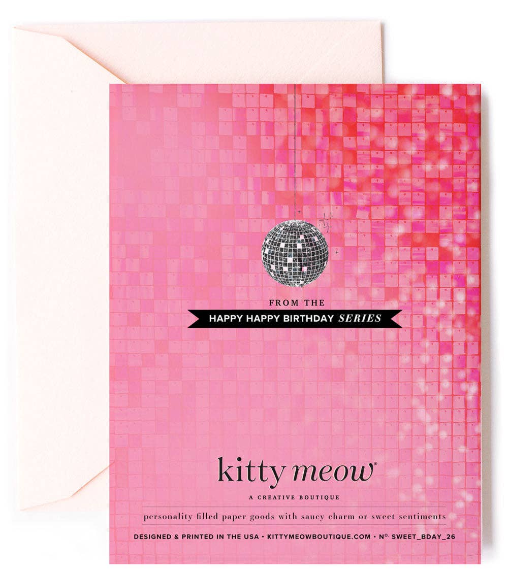Happy Birthday Queen - Pink Disco Ball Birthday Greeting Car: A2 4.25"x5.25" Folded Card with Envelope / Sweet Greeting Card