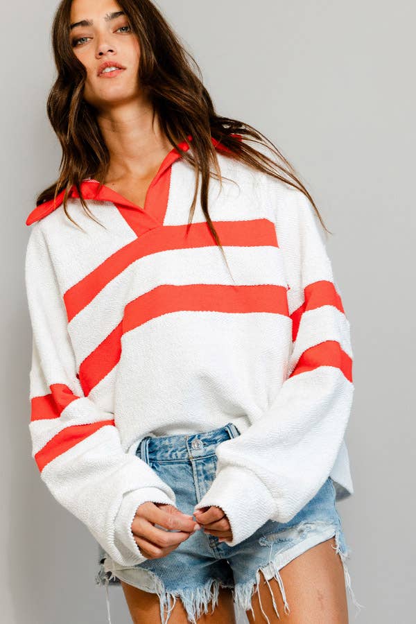 Tabitha Collared Neck Contrast Top
