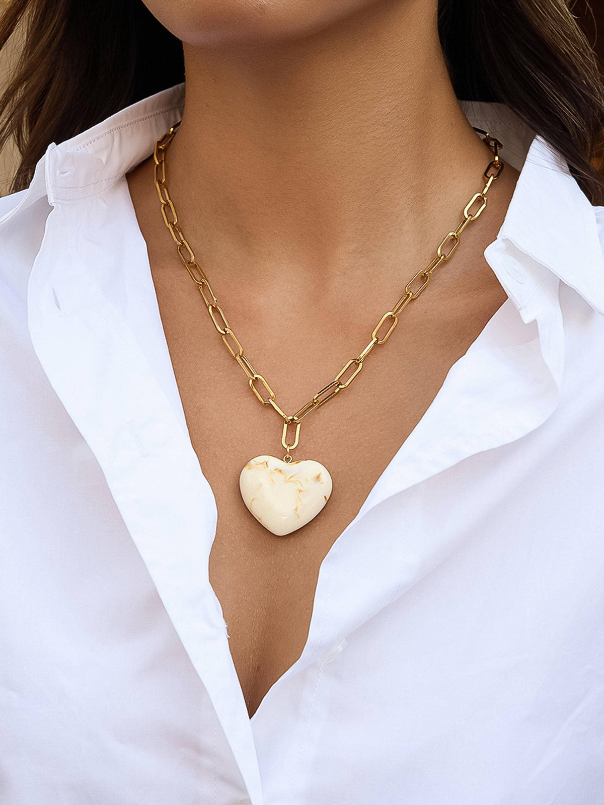 Flânerie by MAIQ Rouelle 18K Gold Non-Tarnish Heart Chain Necklace