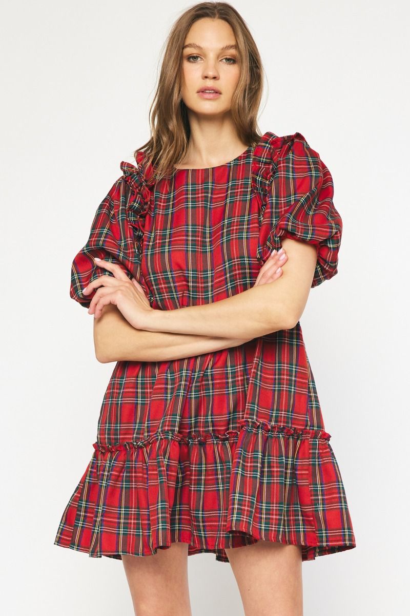 Rivvi Plaid Puff Dress FINAL SALE
