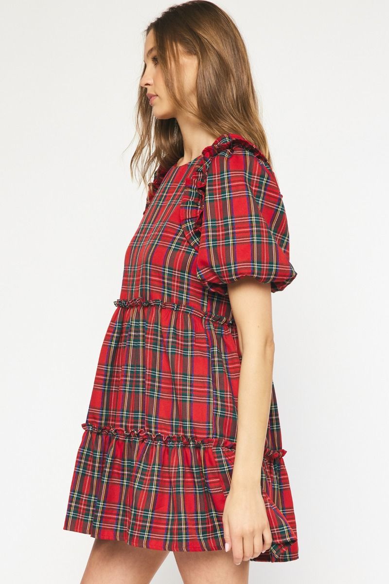 Rivvi Plaid Puff Dress FINAL SALE