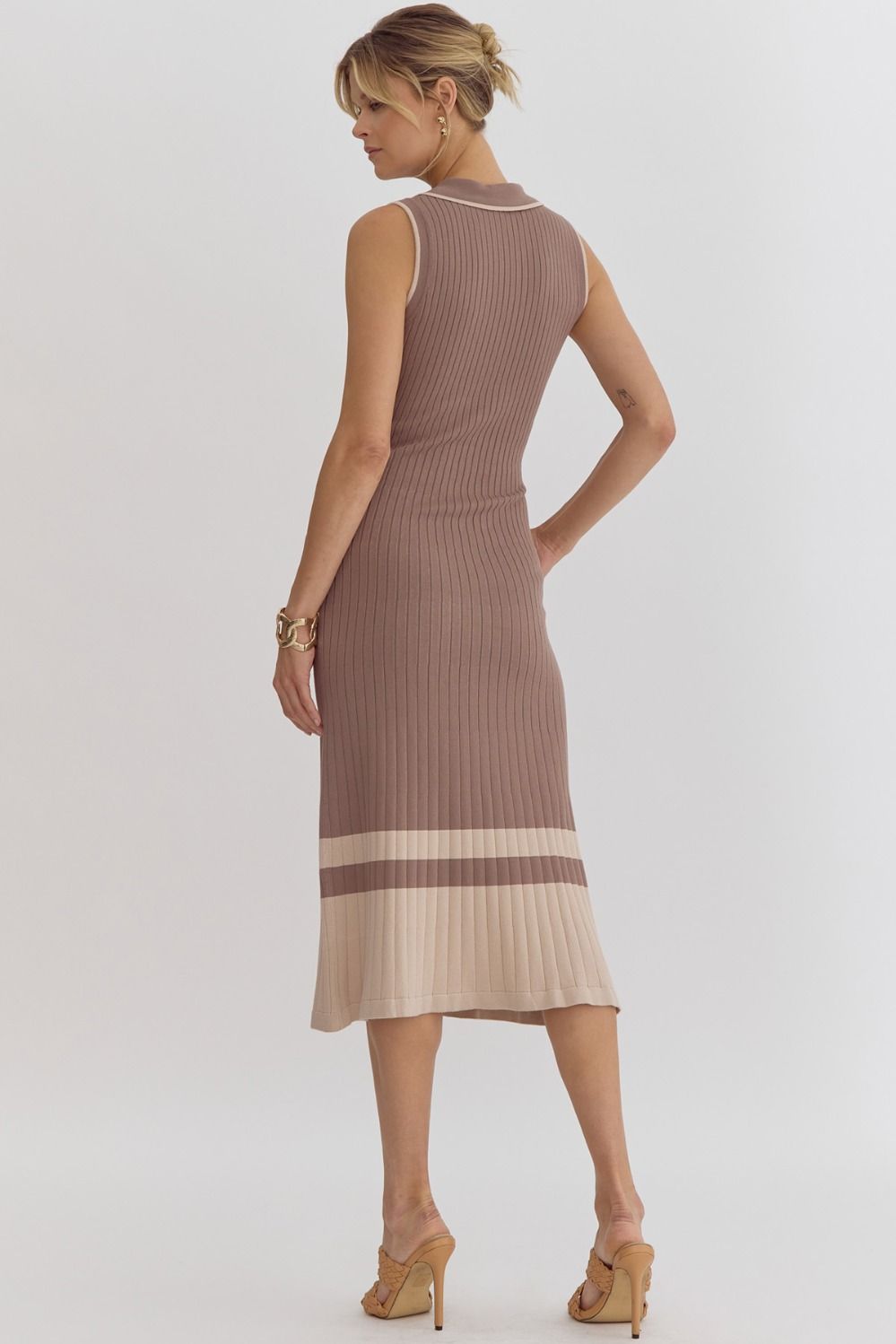 ENTRO Julius Mocha Midi Dress FINAL SALE