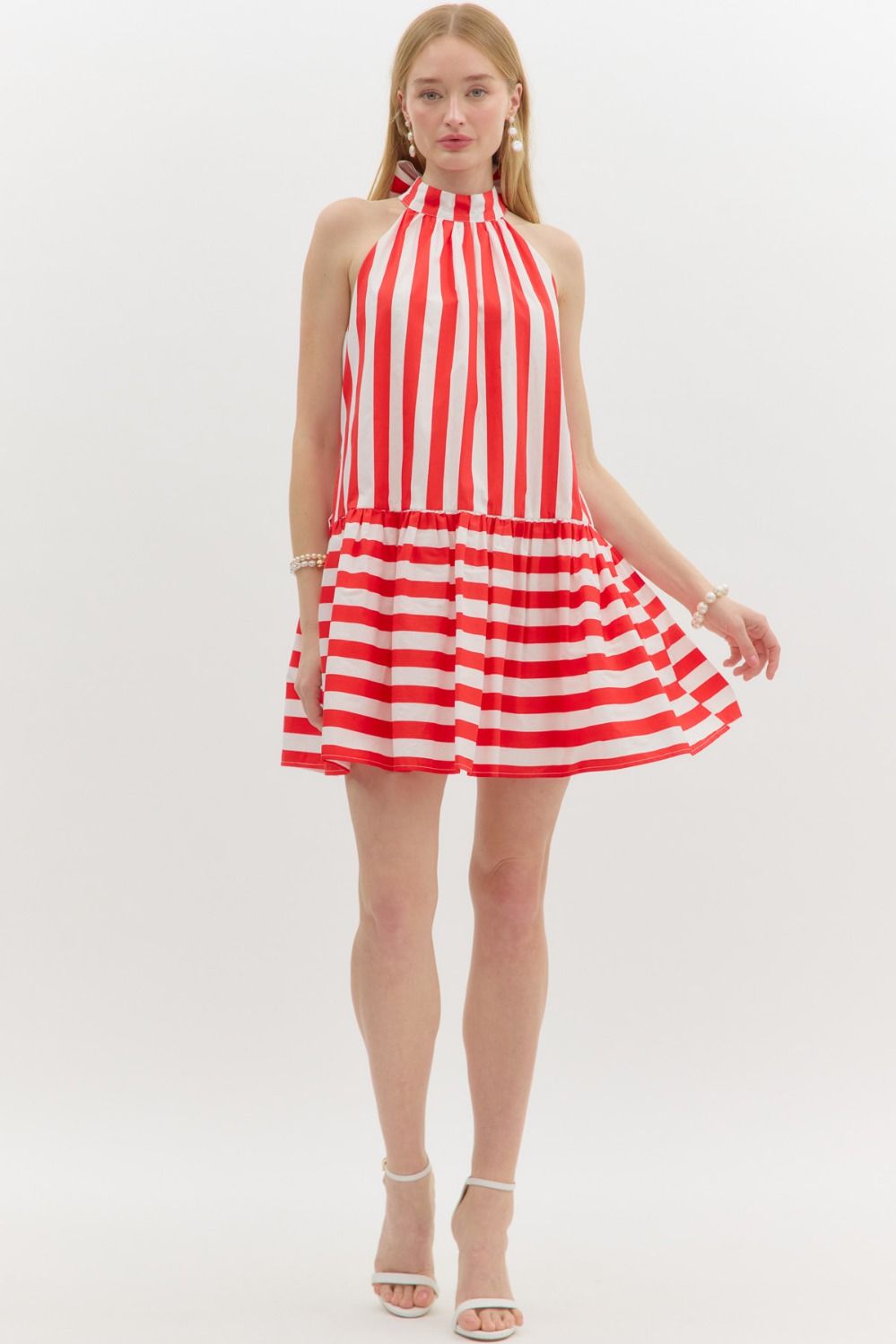 healthy caesar dressing Entro Moya Stripe Halter Dress FINAL SALE Small