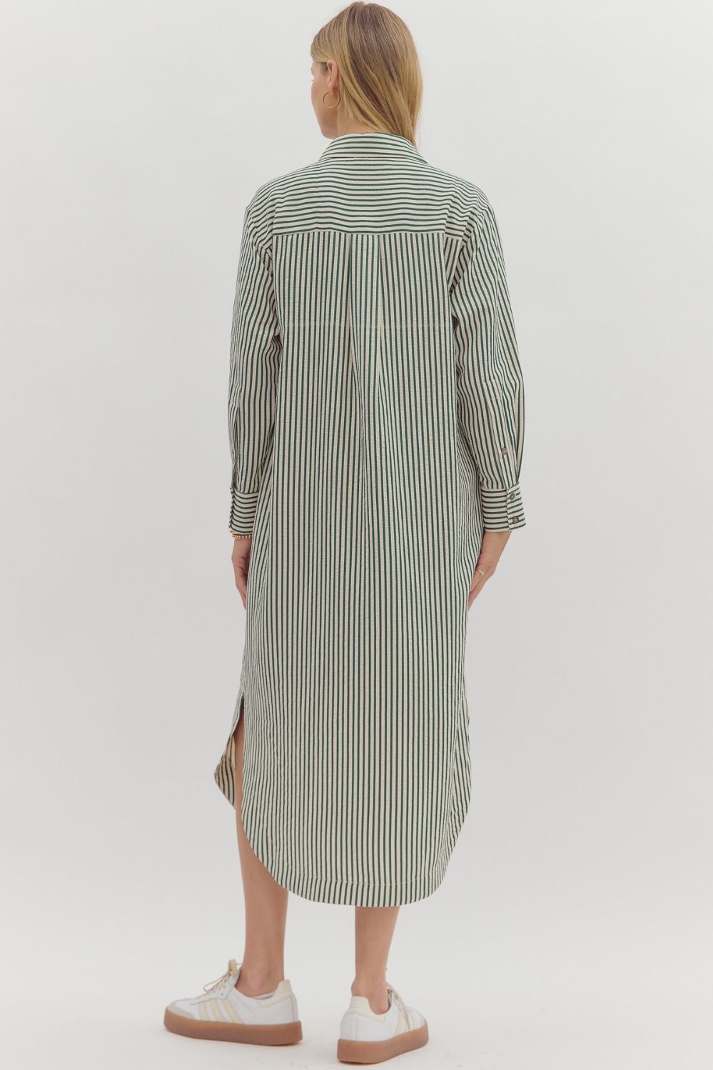 Viola Stripe Midi Shirt Dress