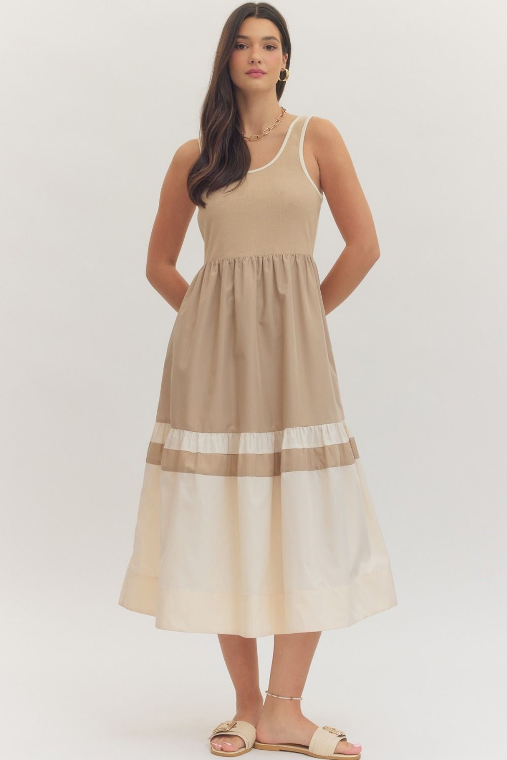 Entro Stefanie Colorblock Midi Dress