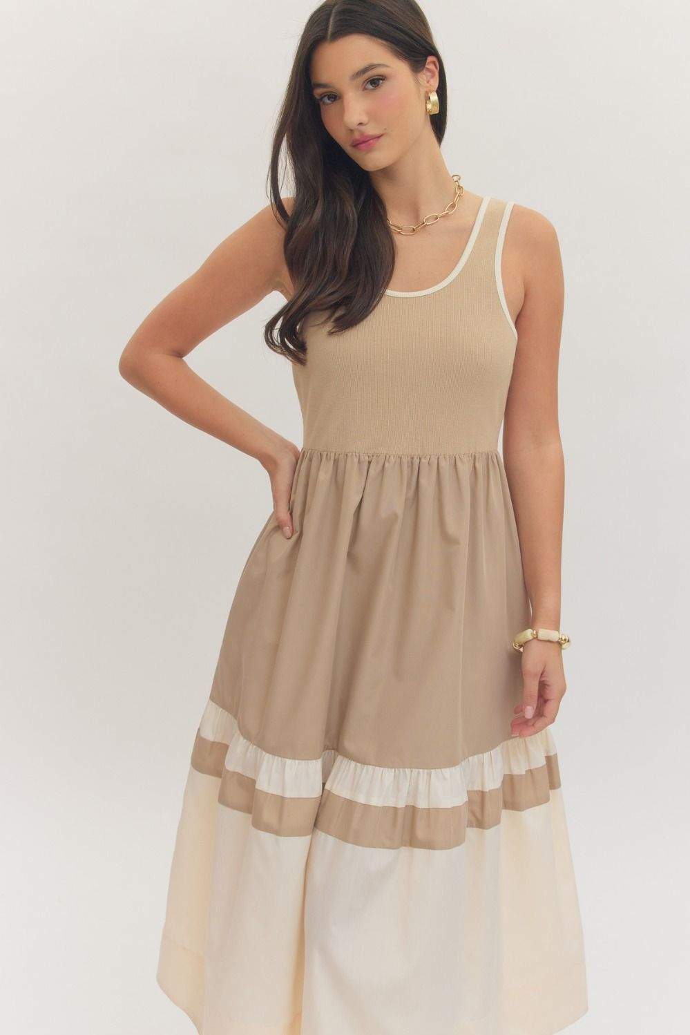 Entro Stefanie Colorblock Midi Dress