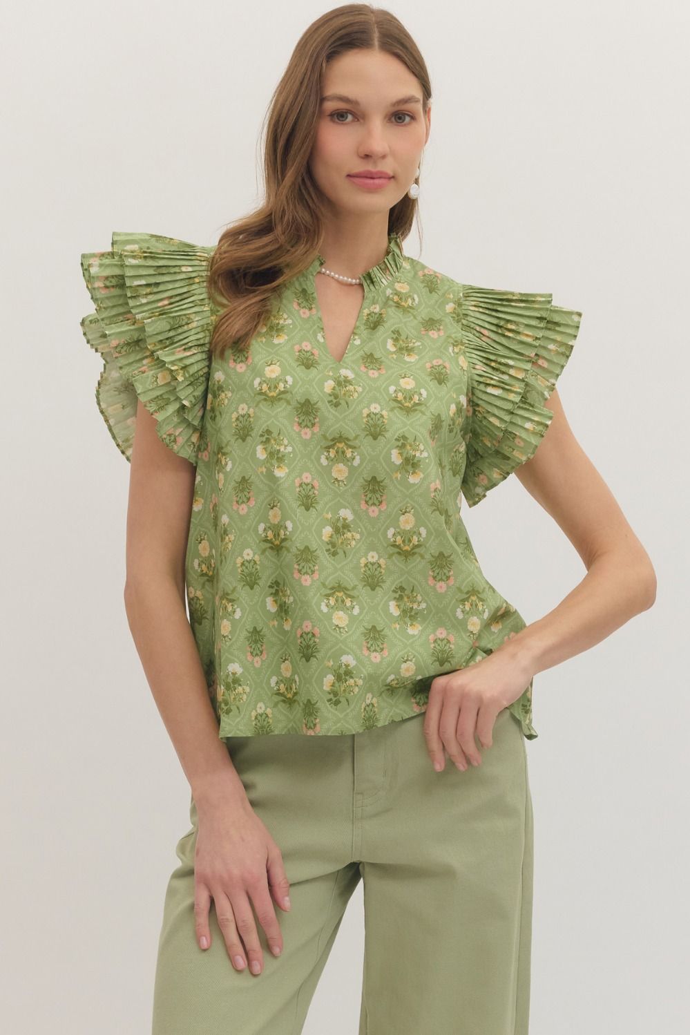Entro Lilliana Floral Pleat Top