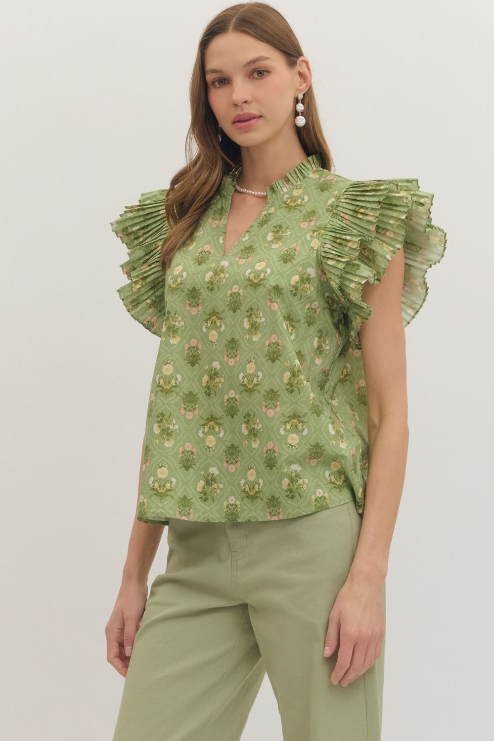 Entro Lilliana Floral Pleat Top FINAL SALE