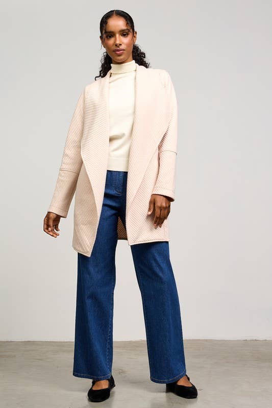 Aria Open Front Quilted Knit Cardigan Jacket