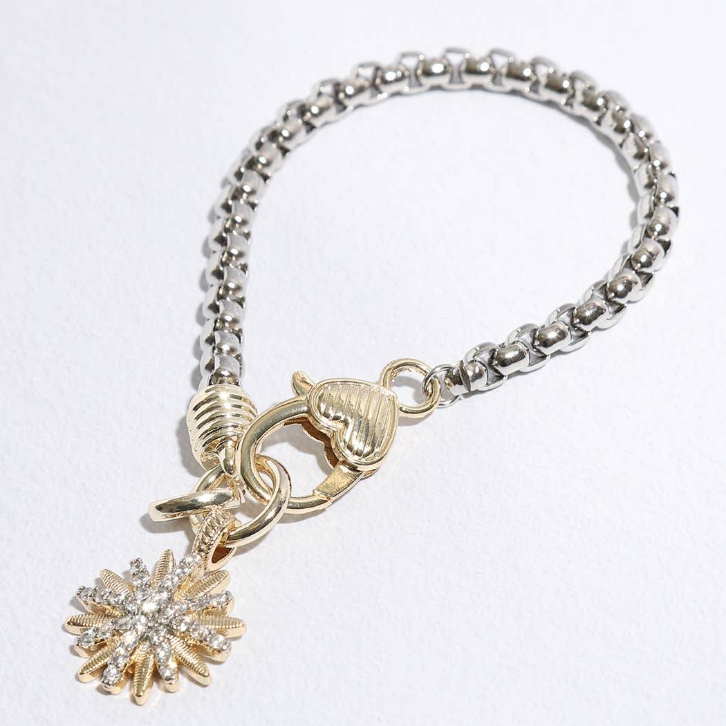 Dee Starburst Two-Toned Chain Design Bracelet