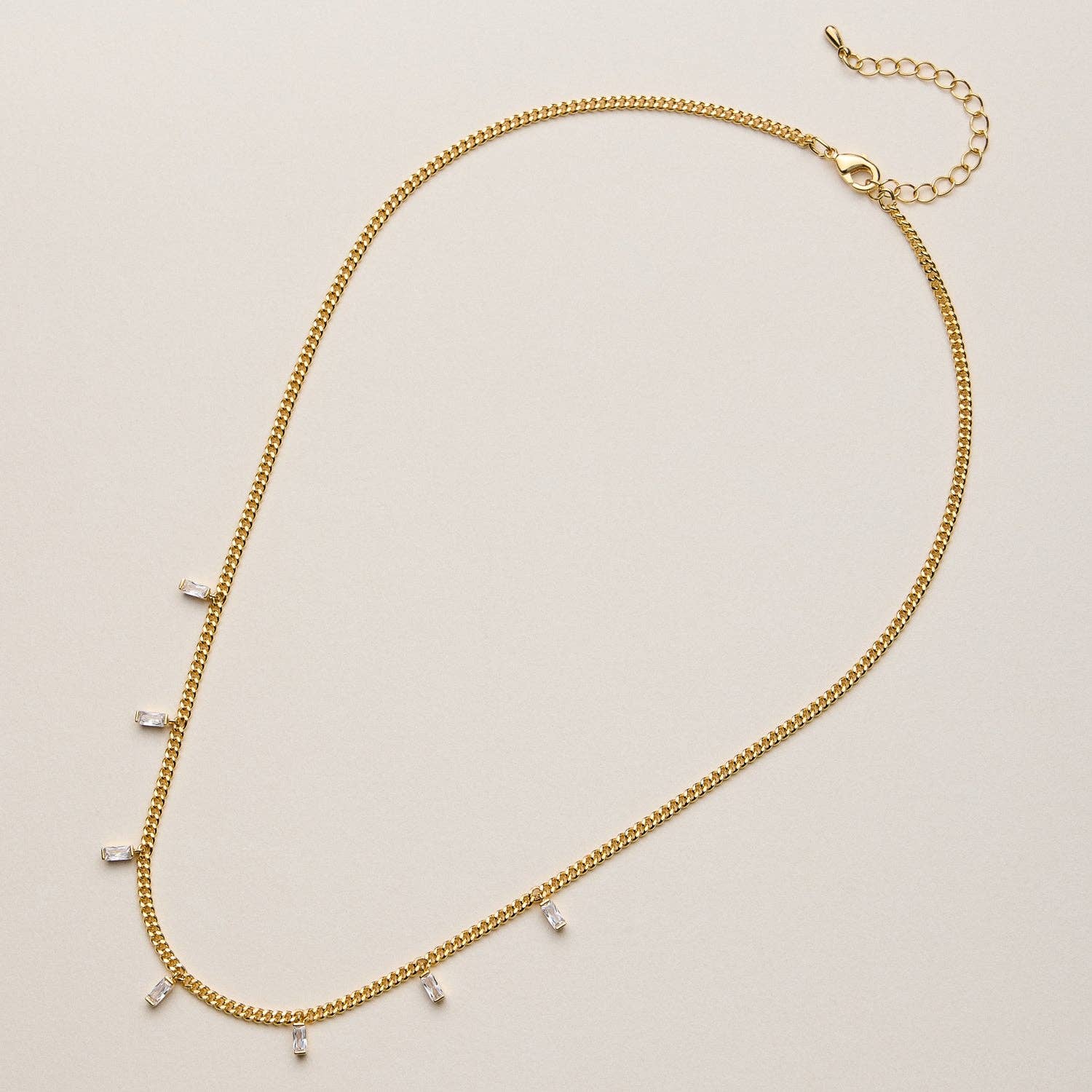 Herm Gold Dipped Baguette Crystal Charm Necklace