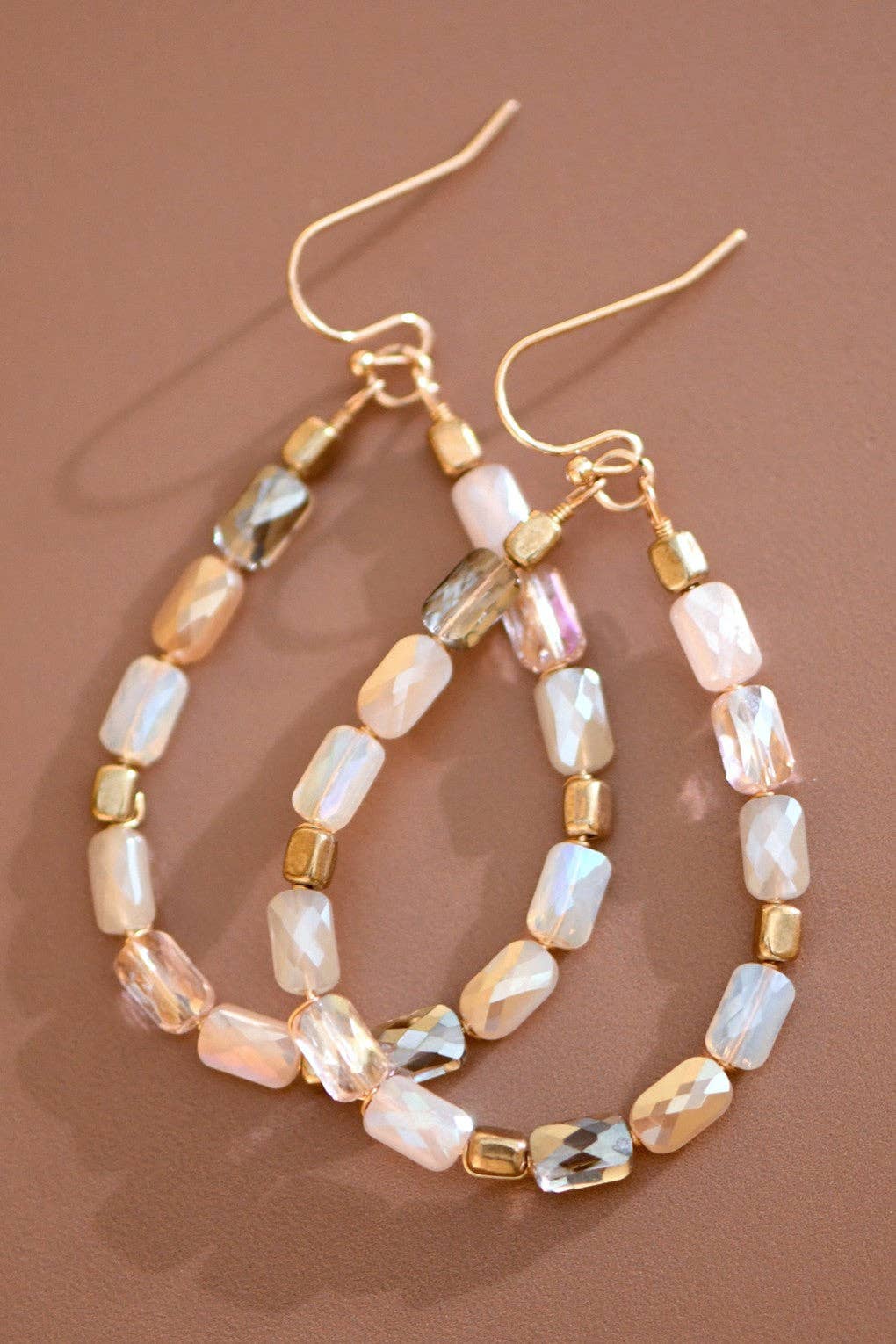 Archie Teardrop Wire Beaded Crystal Earrings