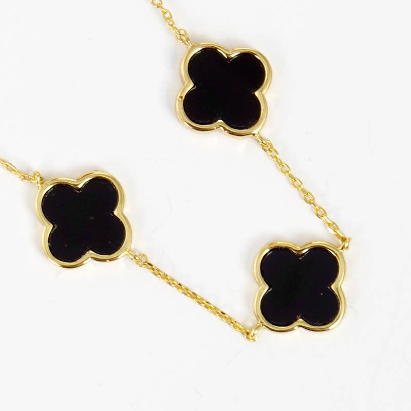 Norma Gold-Dipped Linked Colored Clover Necklace