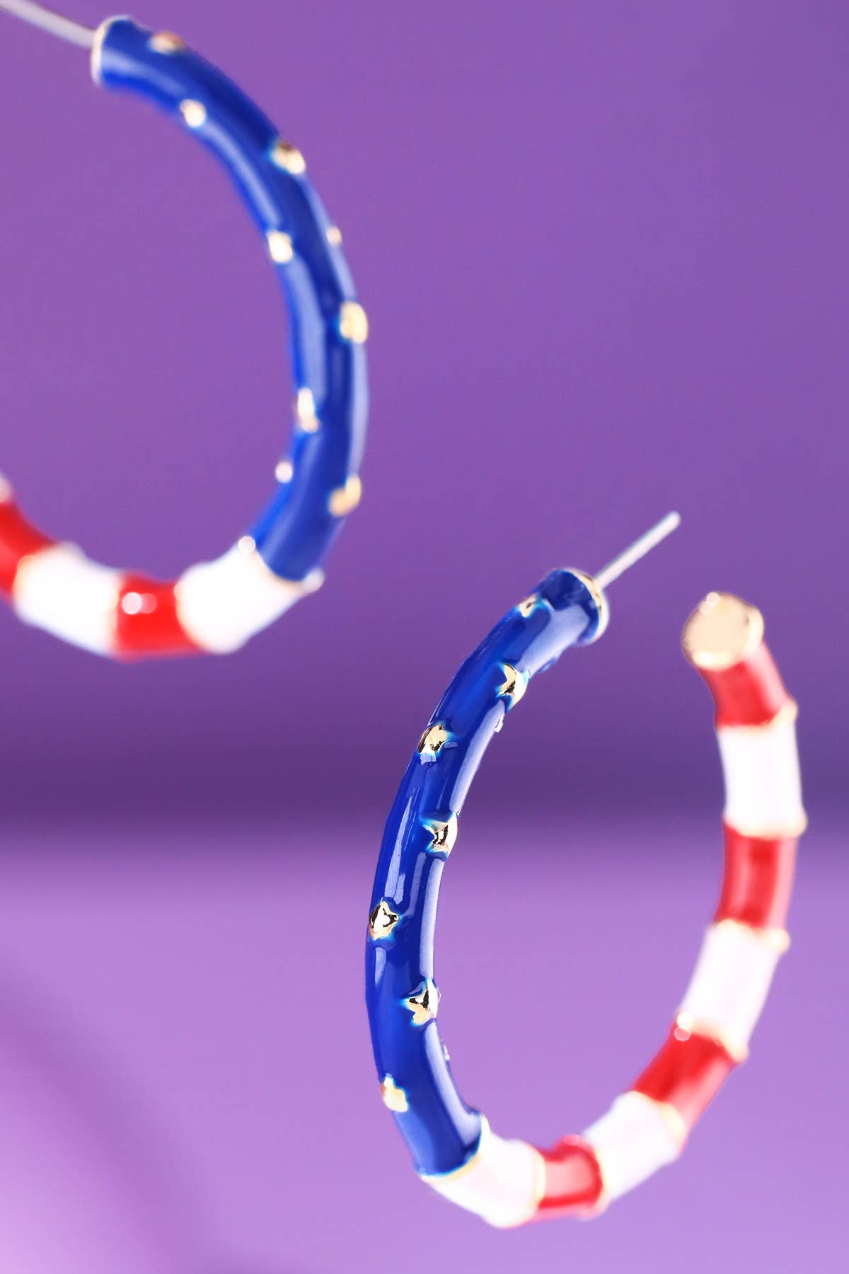 USA Flag Pattern C-Hoop Earrings
