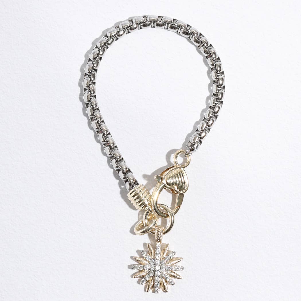 Dee Starburst Two-Toned Chain Design Bracelet