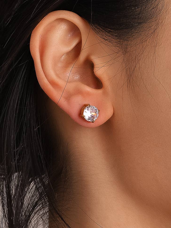 Flânerie by MAIQ Avenn 18K Gold Non-Tarnish Round CZ Flat Back Earrings