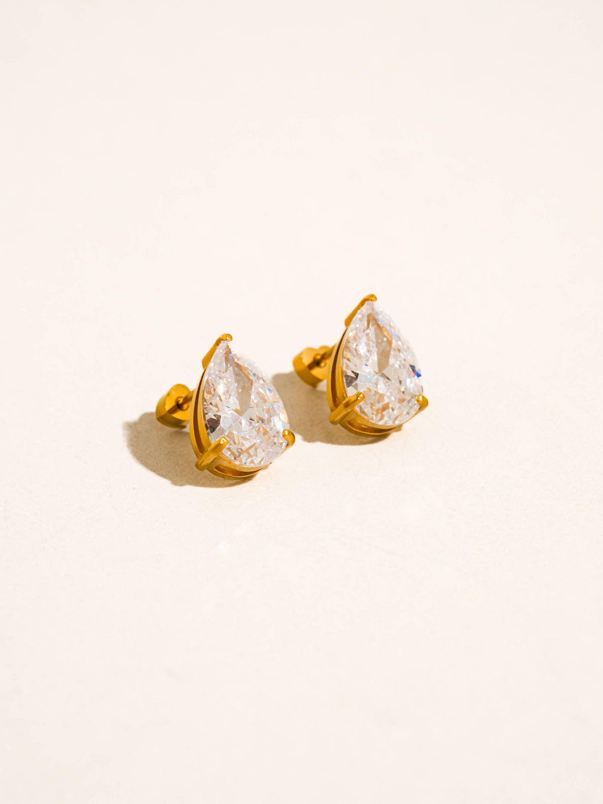 Flânerie by MAIQ Avenn 18K Gold Non-Tarnish Round CZ Flat Back Earrings