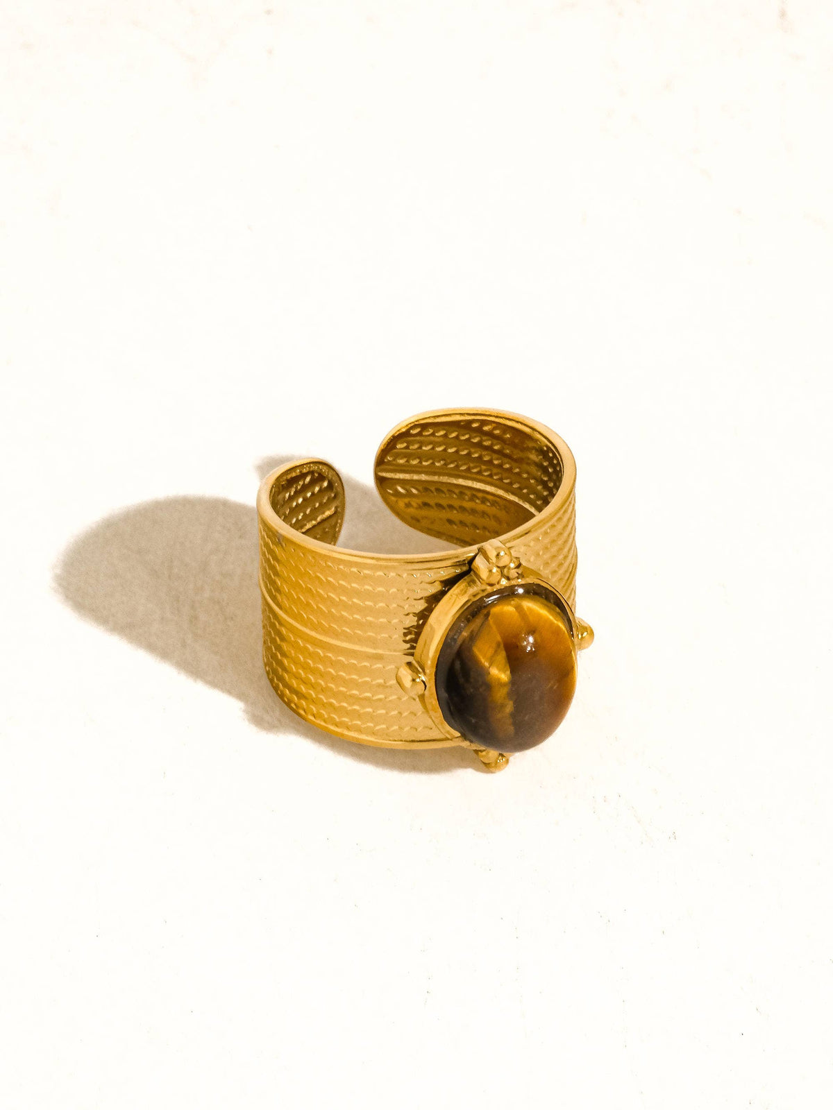 Flânerie by MAIQ Oasis 18K Gold Non-Tarnish Stone Bold Adjustable Ring
