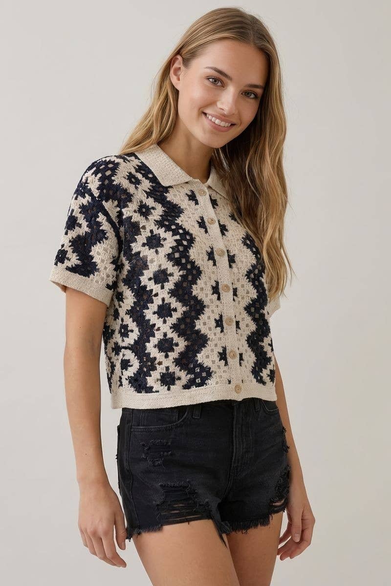 Vaida Abstract Crochet Top
