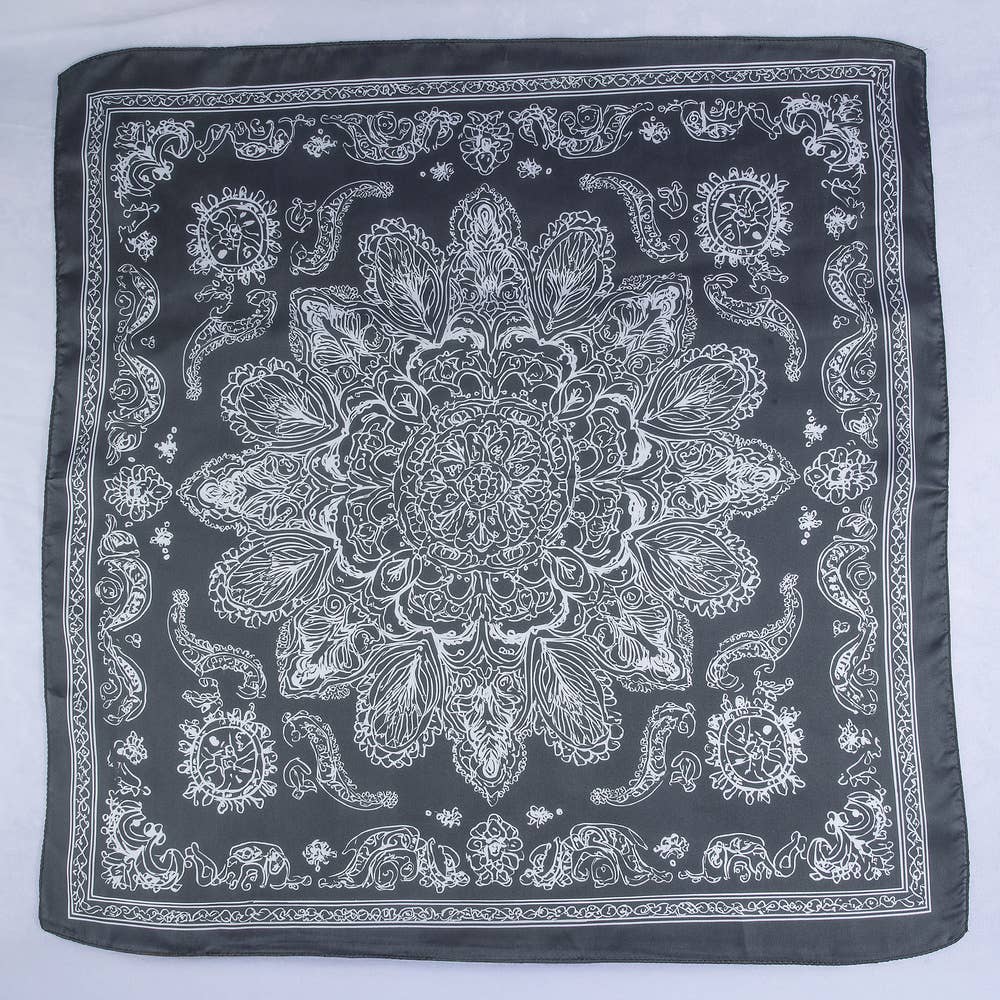 Paisley Mandala Print Square Satin Scarf