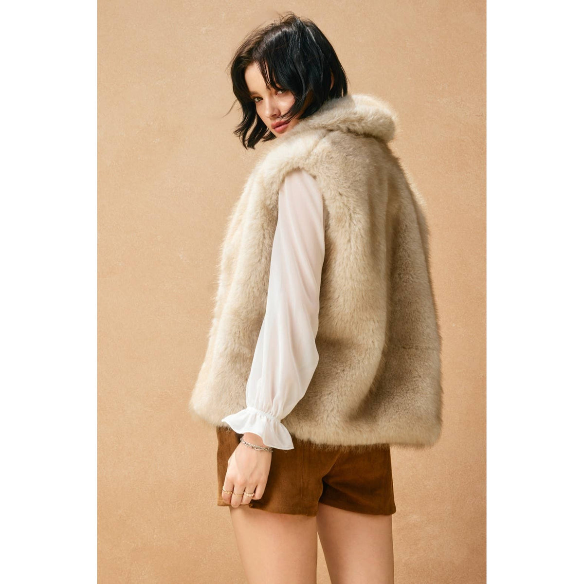 Lenni Snow Angel Collared Furry Vest