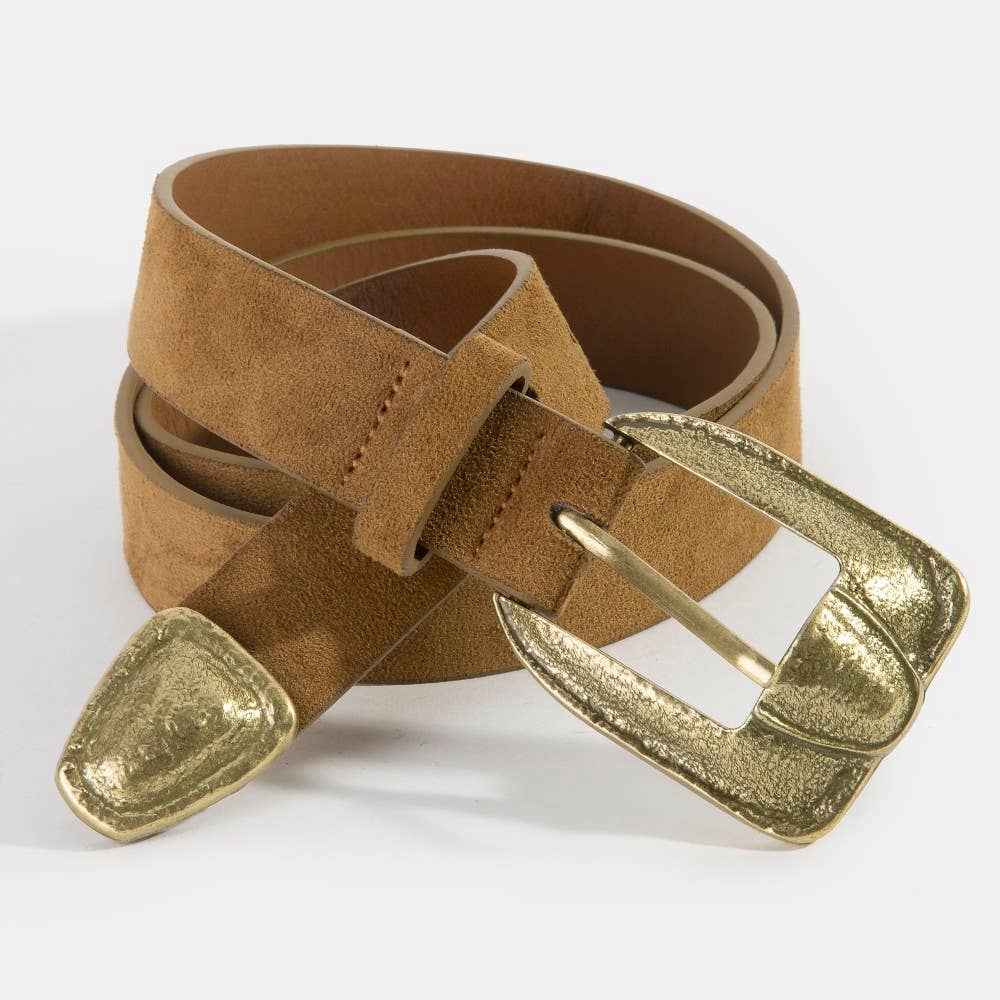 Amber Antique Square Buckle Vegan Leather Belt
