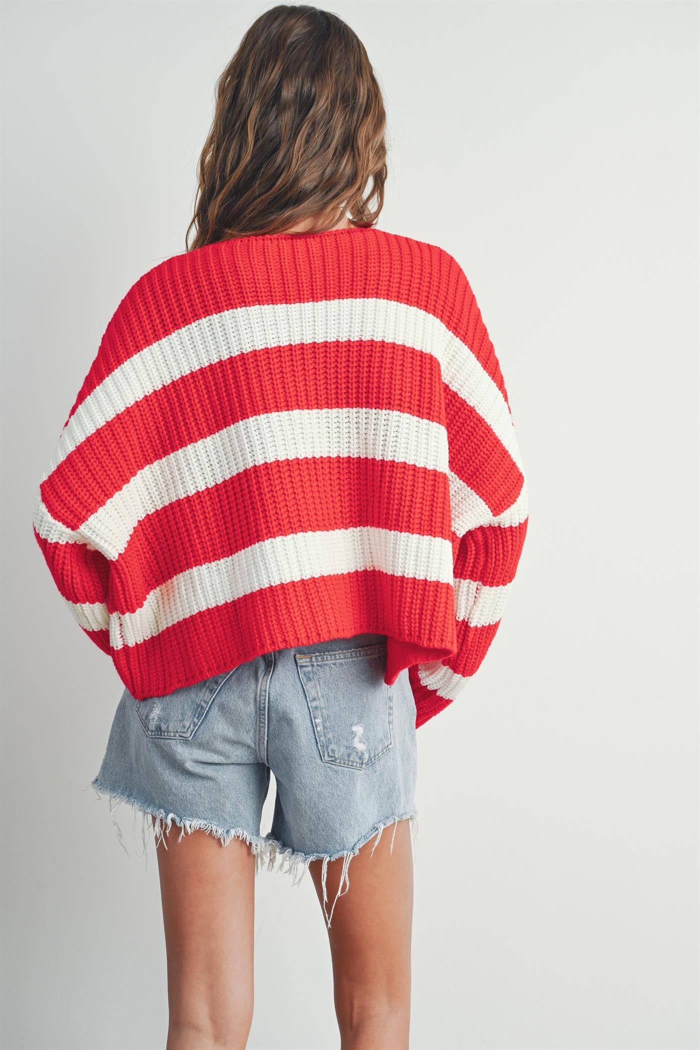 Verona Stripe Chunky Cardigan Sweater