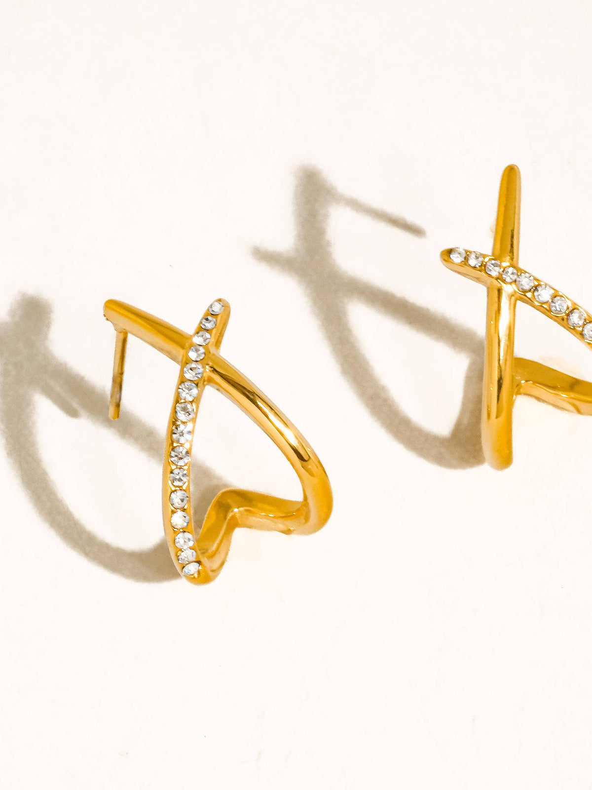 Flânerie by MAIQ Echo 18K Gold Non-Tarnish CZ Crossover Earrings
