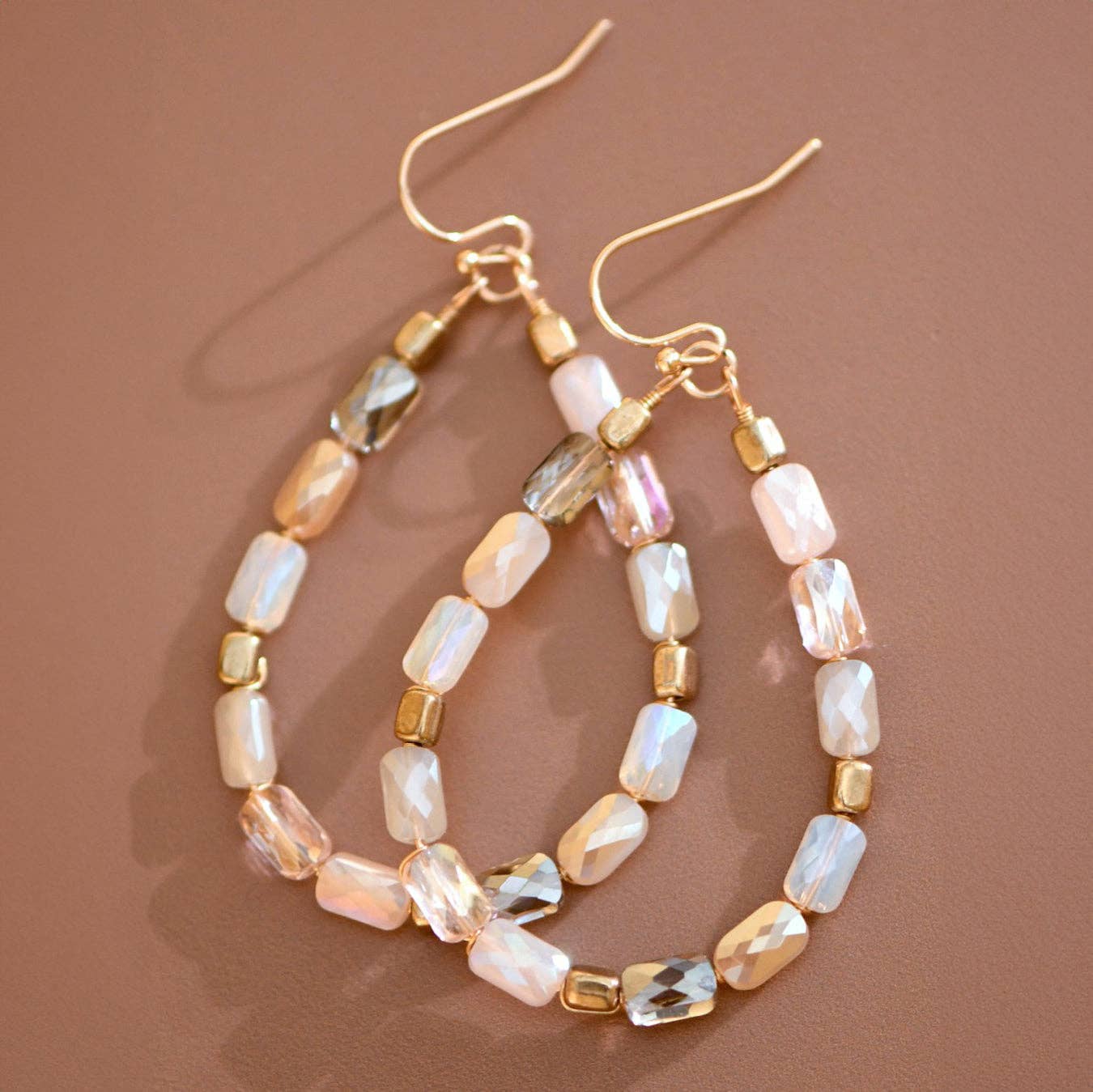 Archie Teardrop Wire Beaded Crystal Earrings