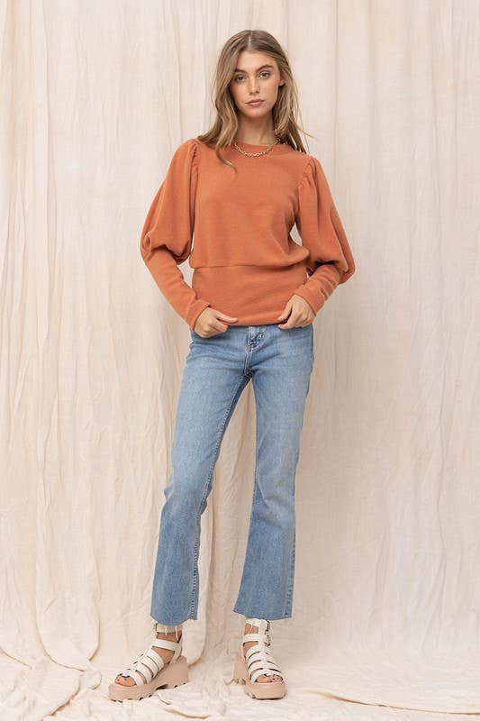 Fey Brushed Puff Sleeve Top