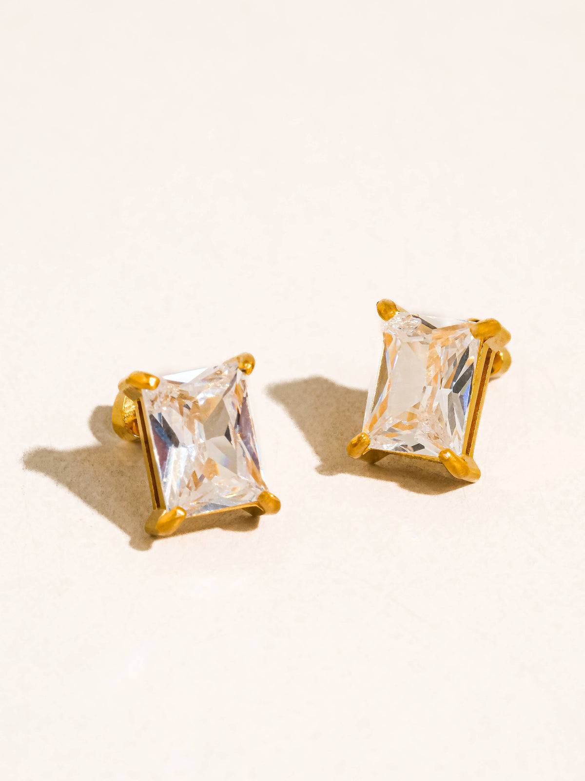 Flânerie by MAIQ Avenn 18K Gold Non-Tarnish Round CZ Flat Back Earrings