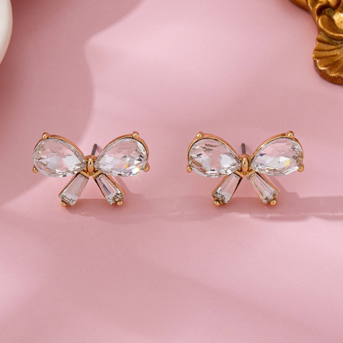 Coy Crystal Bow Stud Earrings