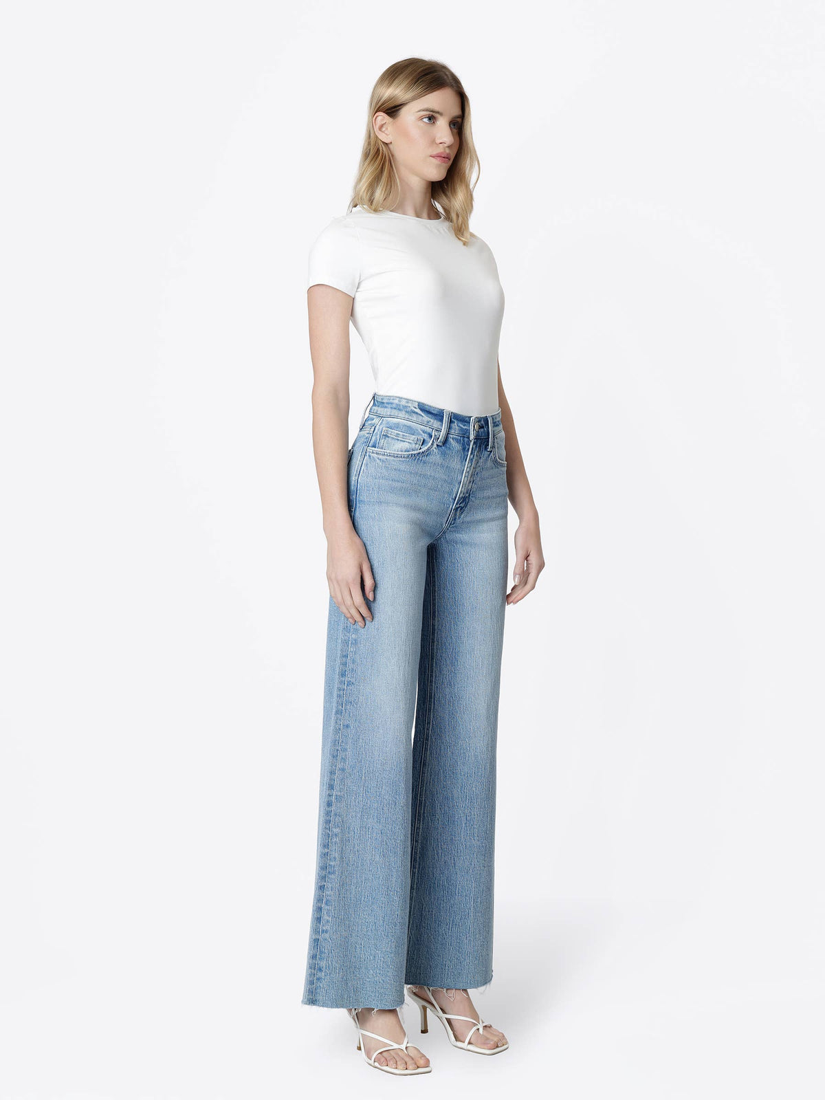 Vervet Dana High Rise Raw Hem Wide Jeans