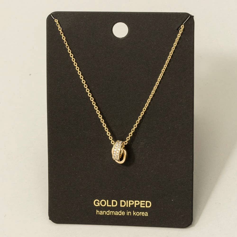 Arbo Double Ring Link Pendant Necklace