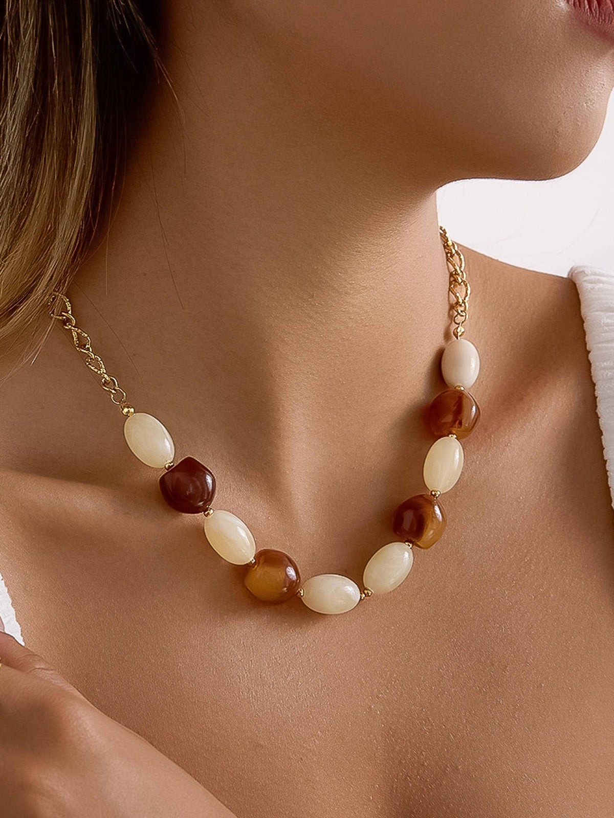 Flânerie by MAIQ Palm 18K Gold Non-Tarnish Beaded Chain Necklace