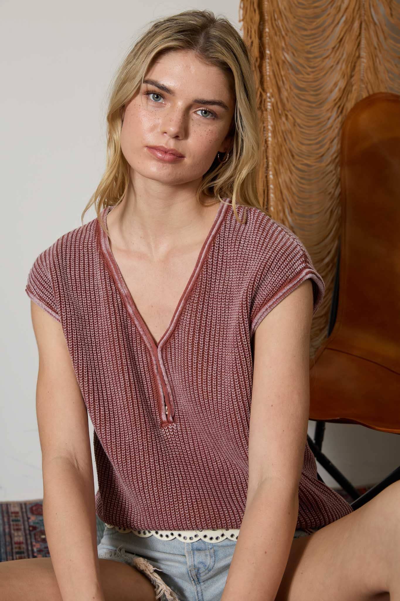 Jayda Henley Knit Top