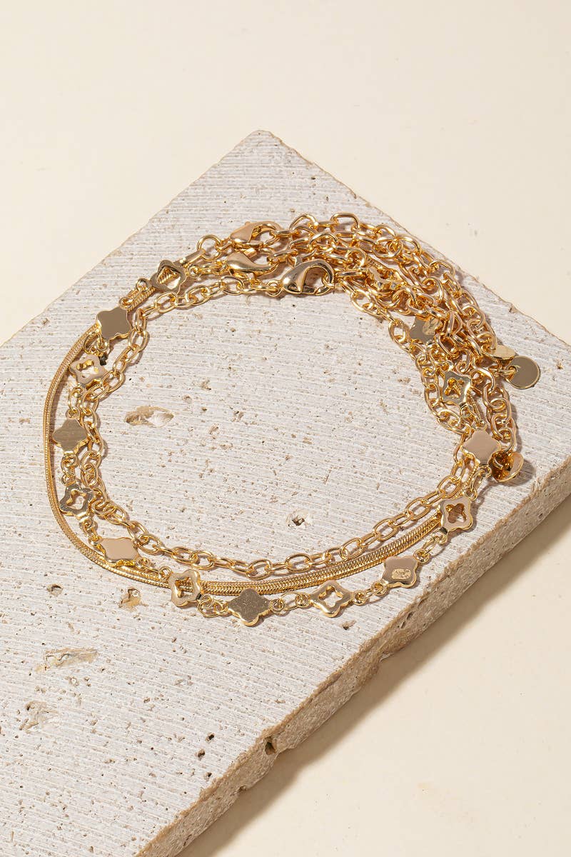 Roper Clover Charms Mixed Layered Bracelet