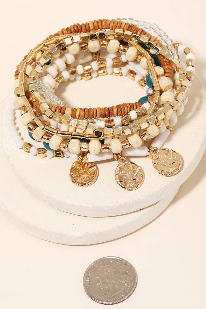 Ree Assorted Multi Bead Coin Bracelet Set