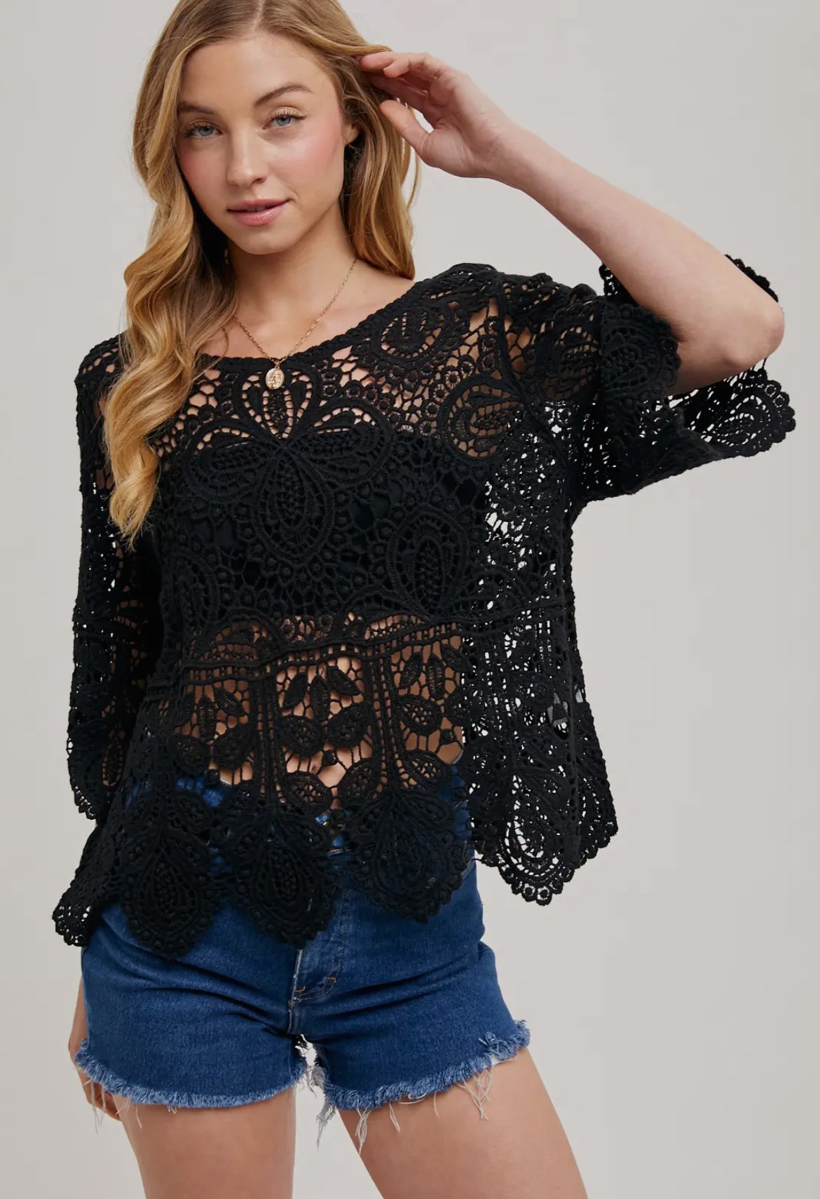 Vivica Black Crochet Top