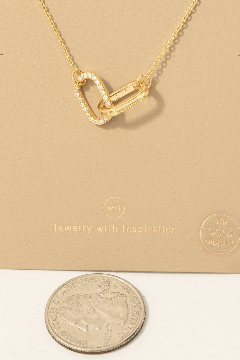 Abba Gold Dipped Cz Pave Oval Link Pendant Necklace