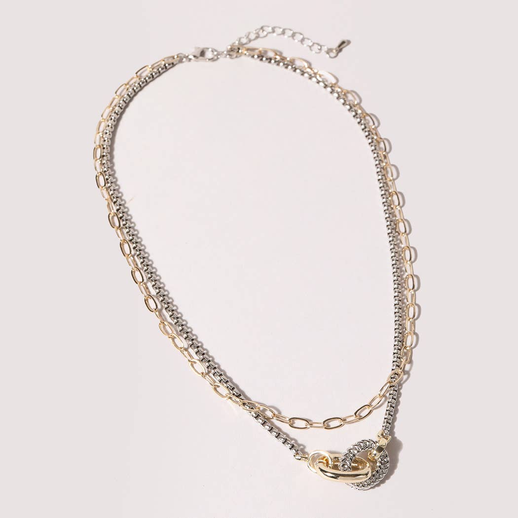 Dillon Double Chain Link Ring Necklace