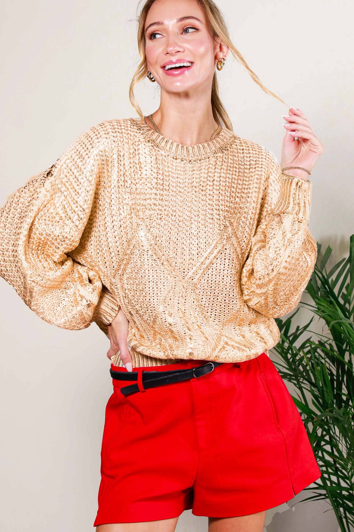 Taylor Metallic Knit Sweater-LARGE ONLY! FINAL SALE