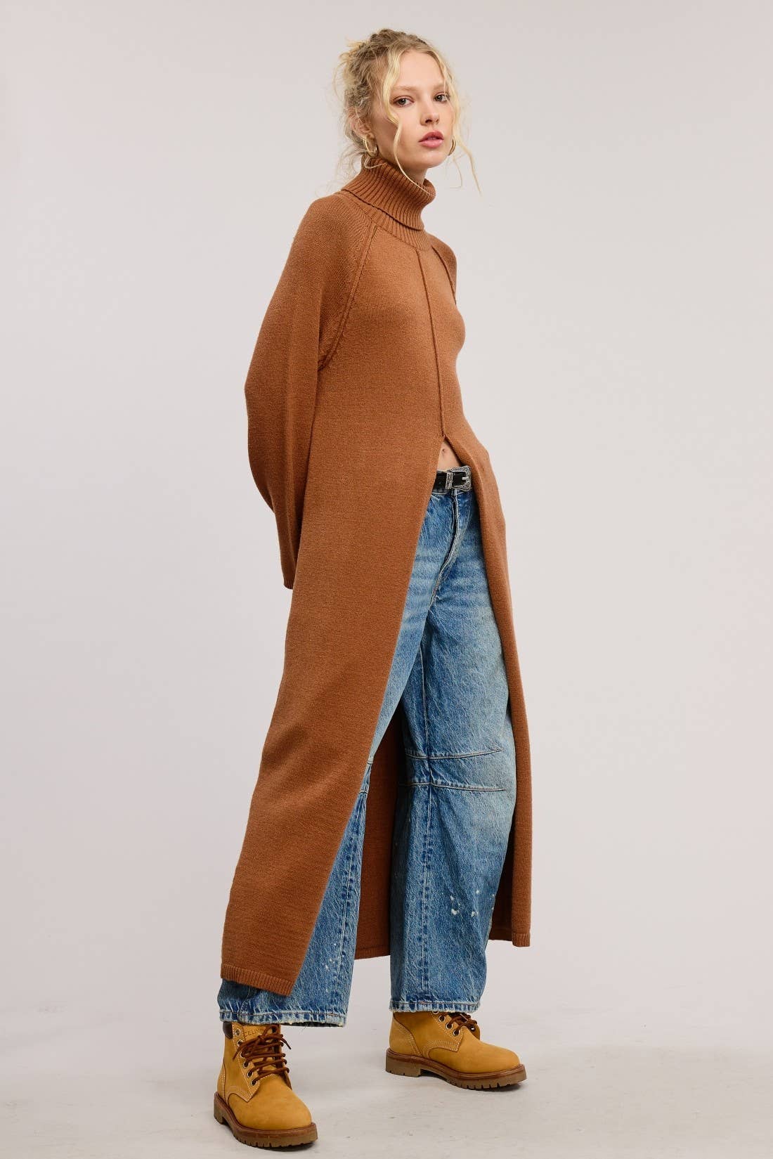 Vale Ribbed Turtleneck Tunic Sweater