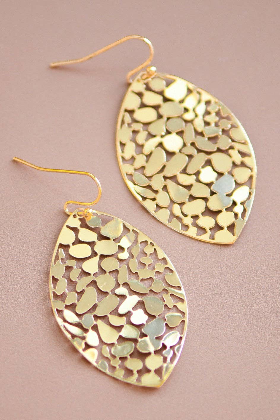 Azzera Gold Plated Metal Leaf Drop Earrings