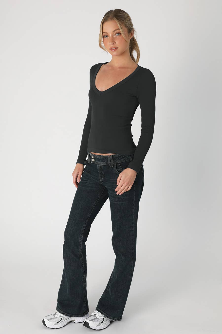 NIKIBIKI Rory Deep V Neck Long Sleeve Top (2 Colors!)