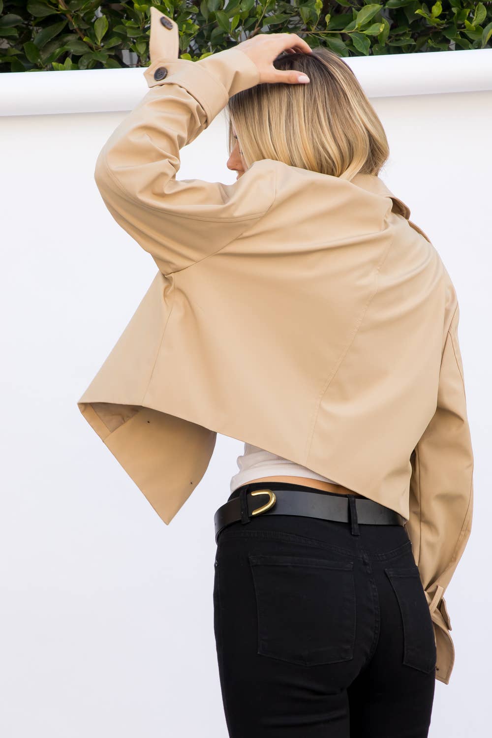 Cody Solid Cropped Trench Coat